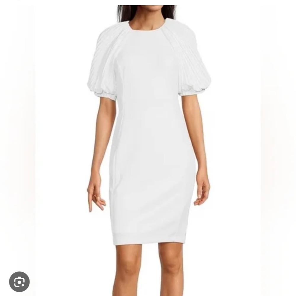 Calvin Klein White Puff Sleeve Dress